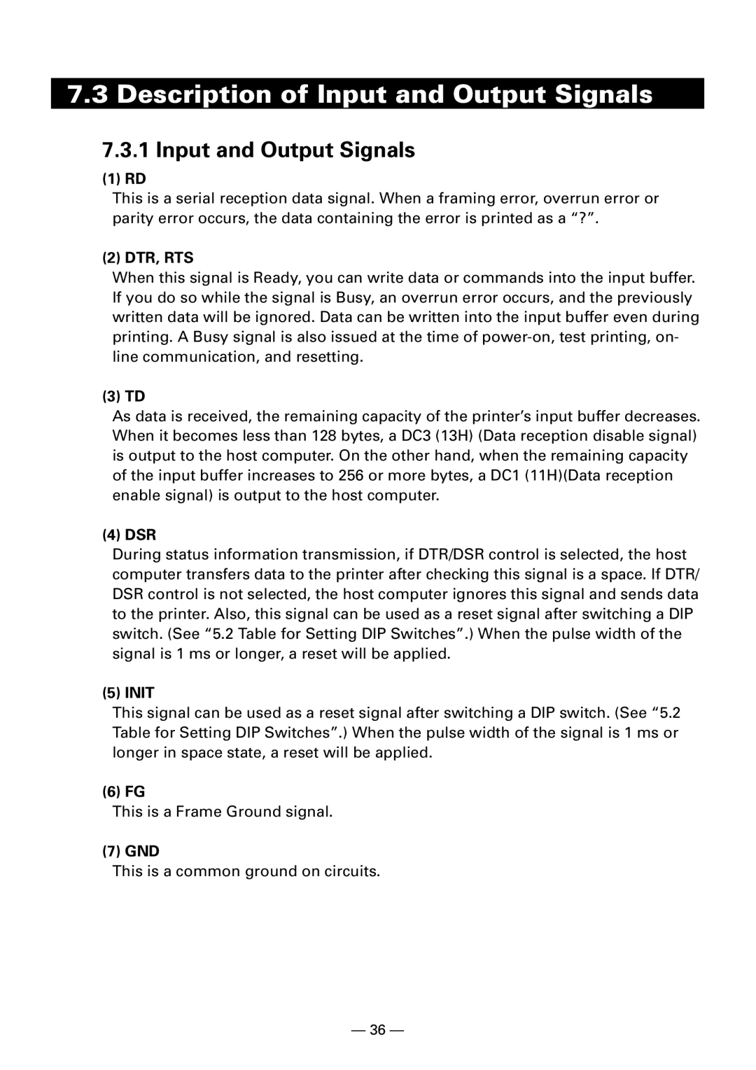 Citizen Systems iDP3240 user manual Dtr, Rts, Dsr, Init, Gnd 