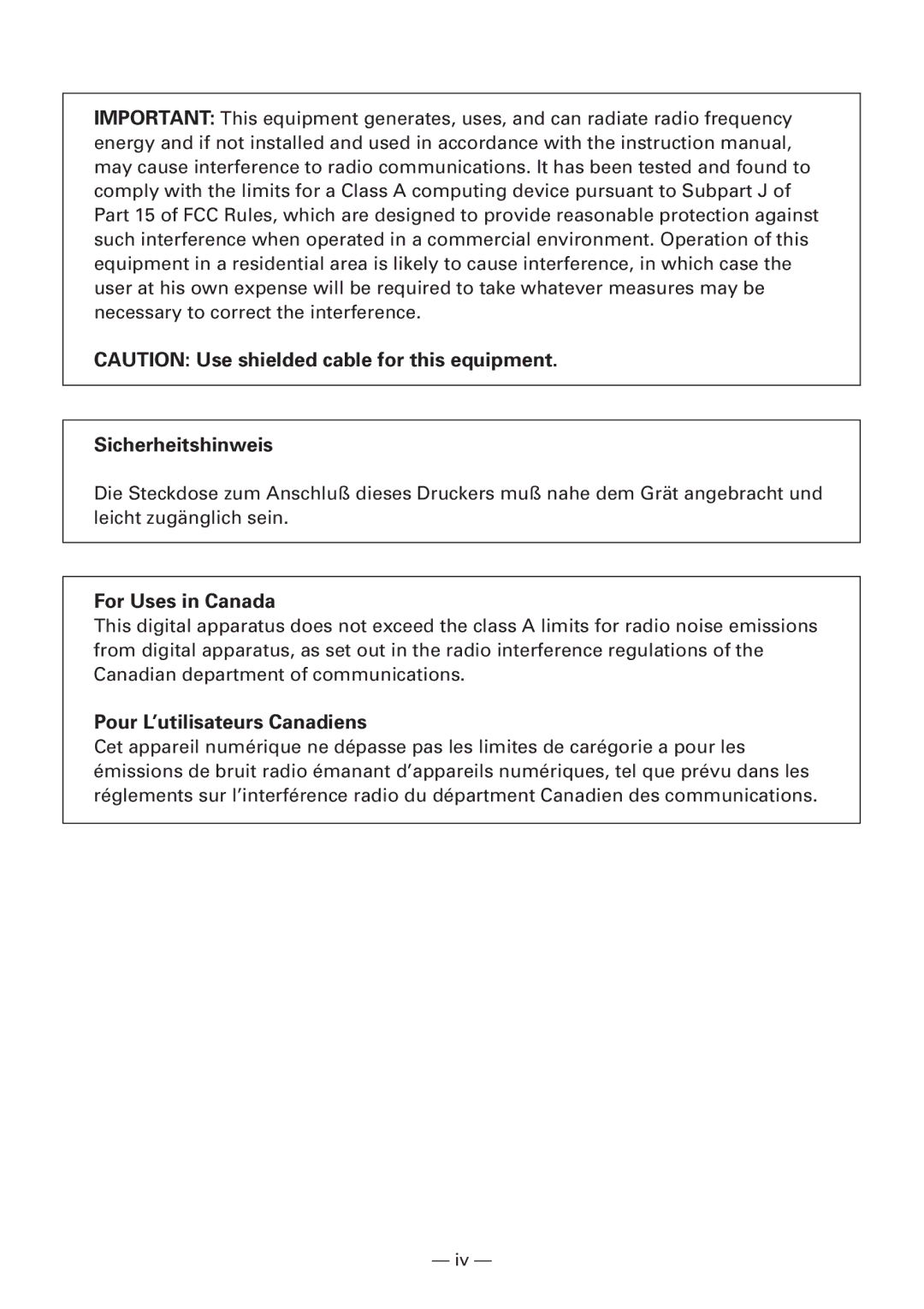 Citizen Systems iDP3240 user manual Sicherheitshinweis 