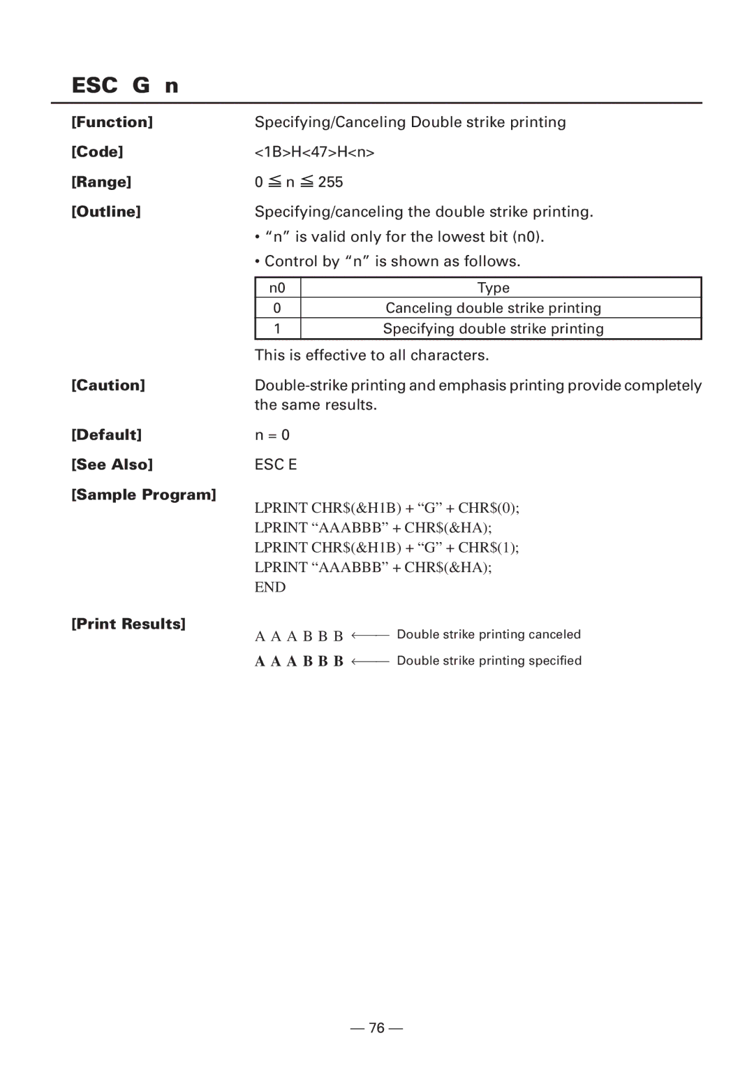 Citizen Systems iDP3240 user manual ESC G n 