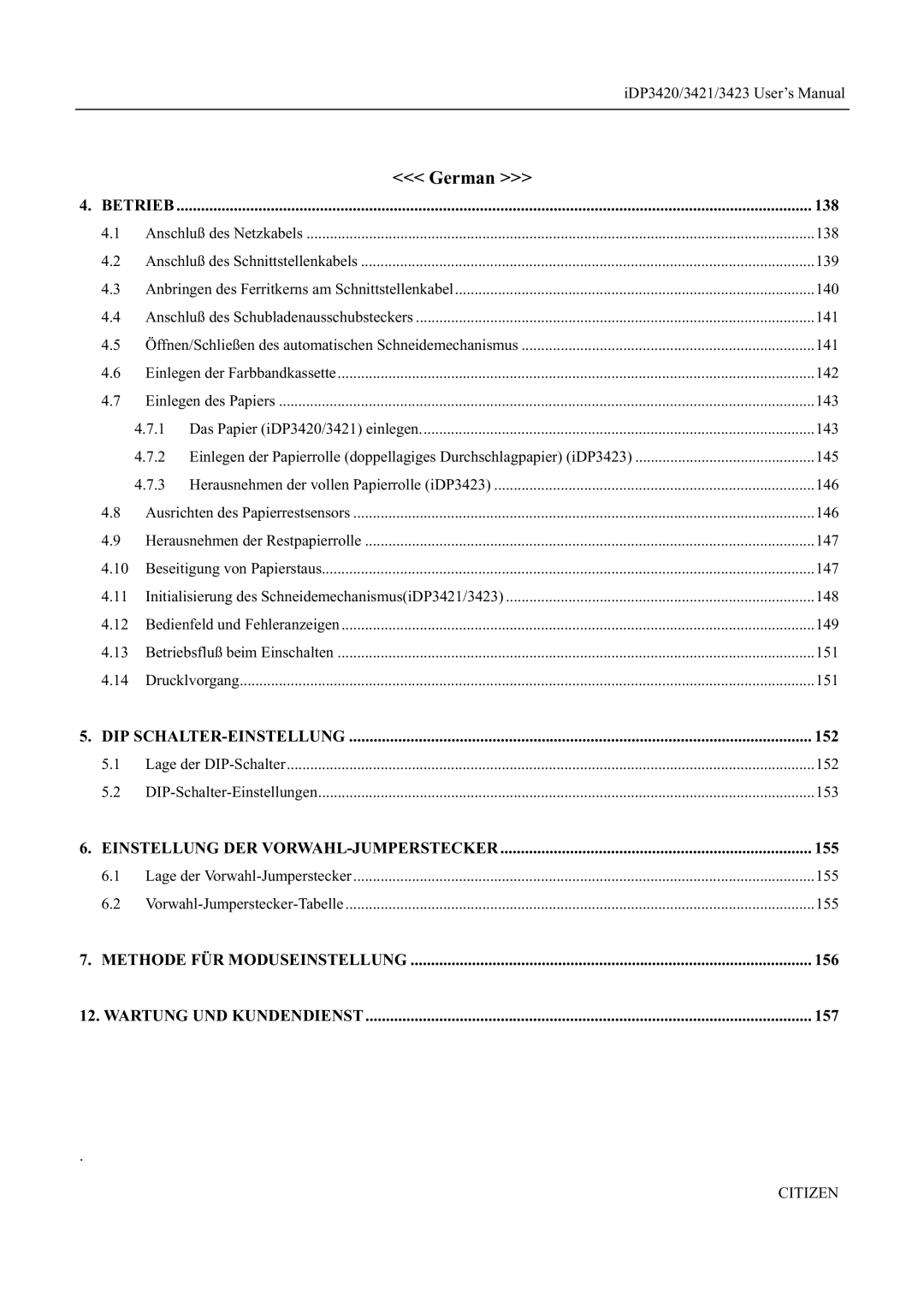 Citizen Systems iDP3423, iDP3421, iDP3420 user manual German, 138 