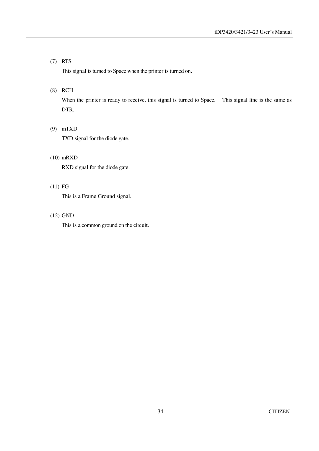 Citizen Systems iDP3420, iDP3421, iDP3423 user manual Citizen 