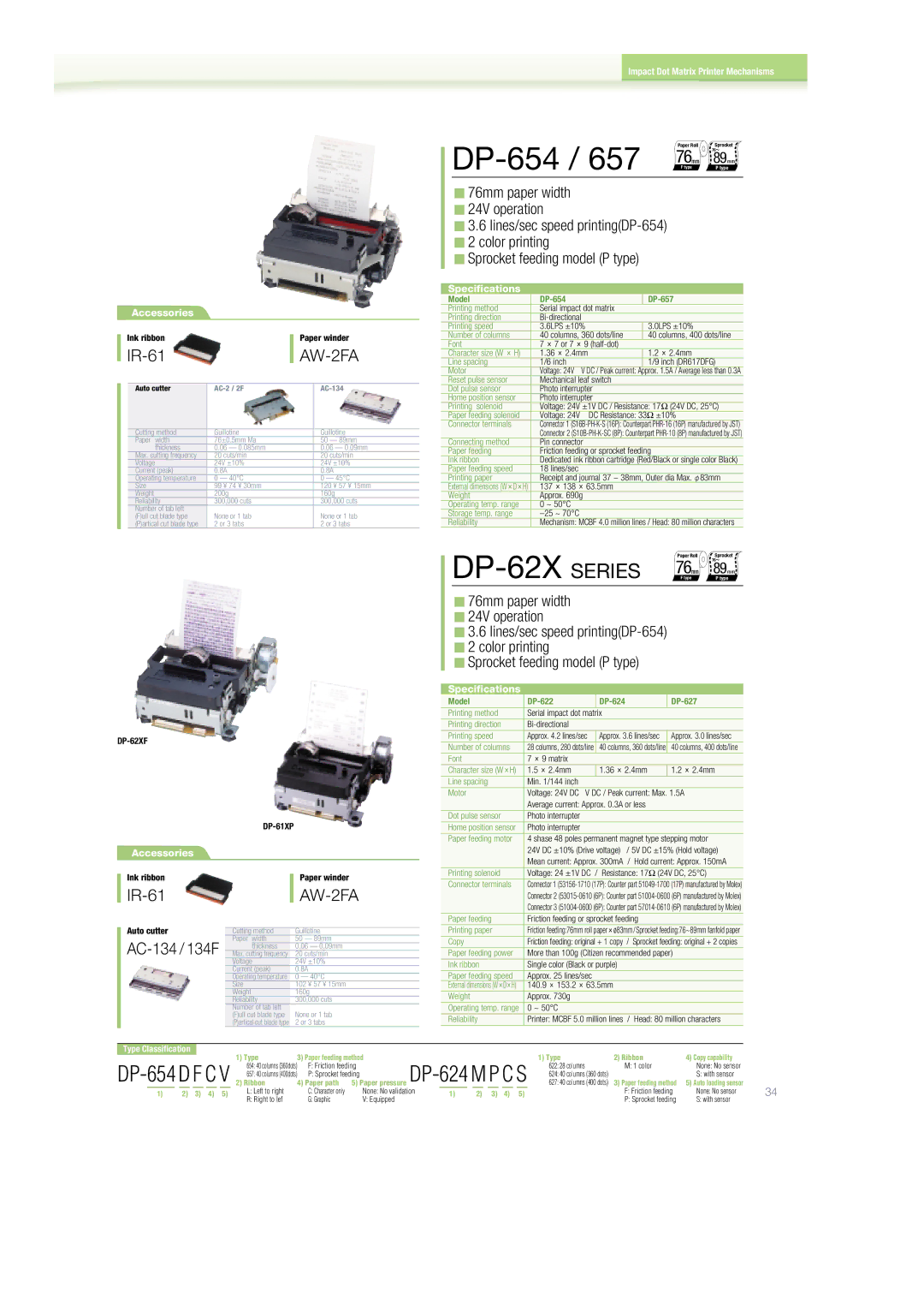 Citizen Systems Mini Printer manual AC-134 / 134F 