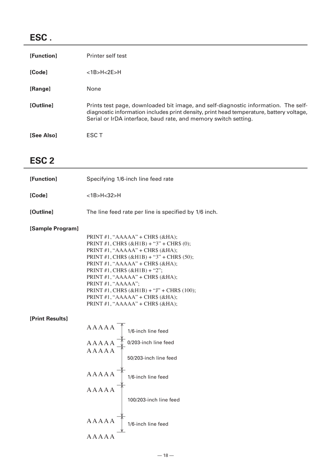 Citizen Systems Model CMP-10 manual Esc T 