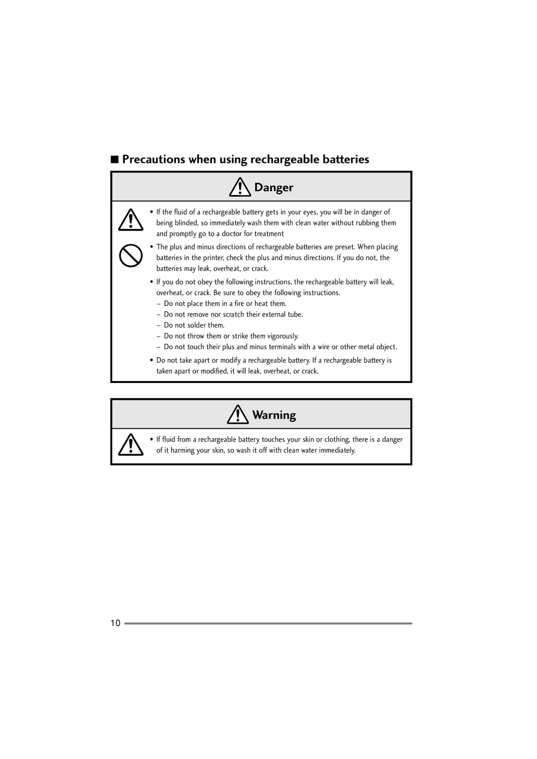 Citizen Systems PD-22 user manual Precautions when using rechargeable batteries 