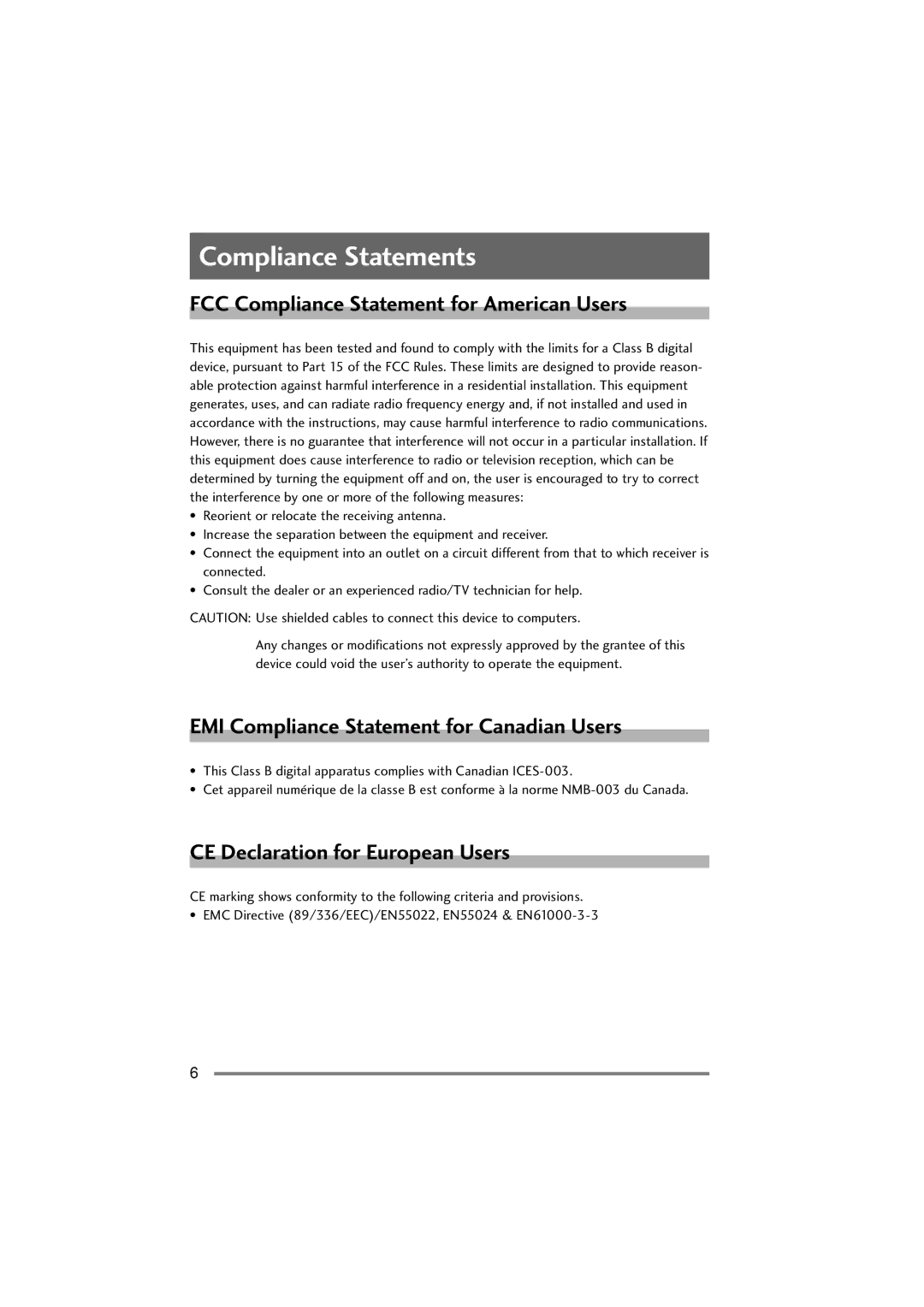 Citizen Systems PD-22 user manual Compliance Statements, FCC Compliance Statement for American Users 