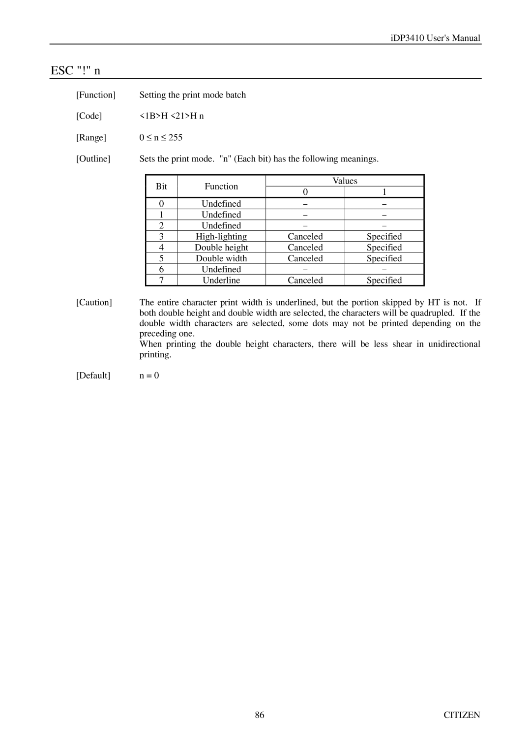 Citizen Systems pmn manual ESC ! n 