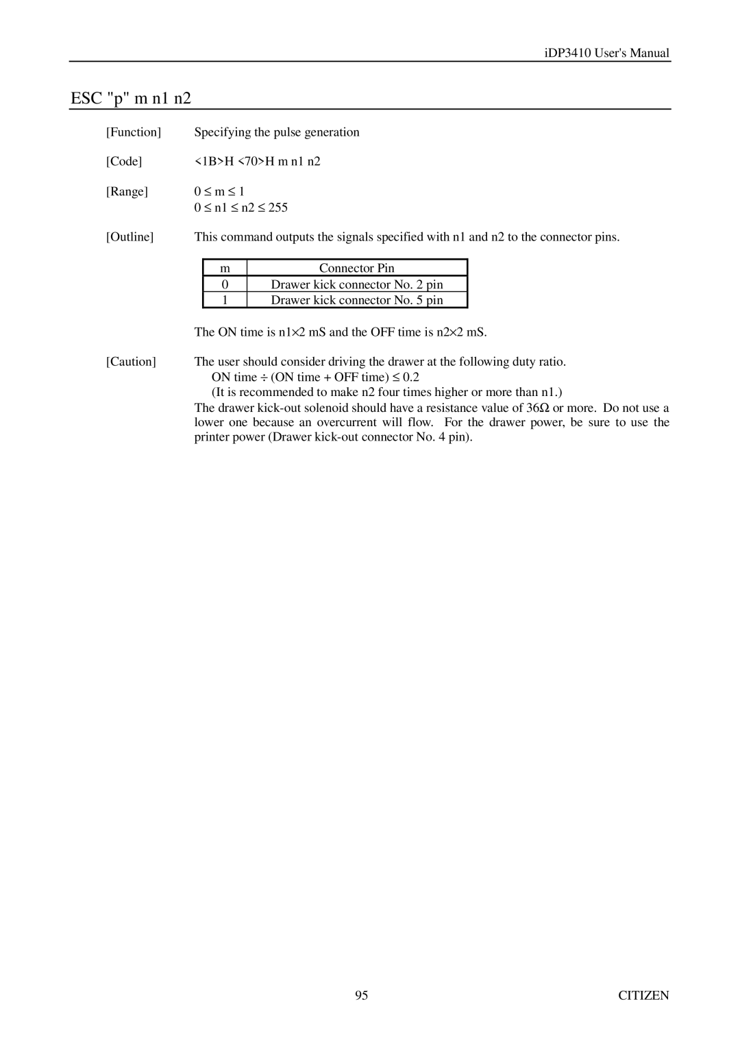 Citizen Systems pmn manual ESC p m n1 n2 