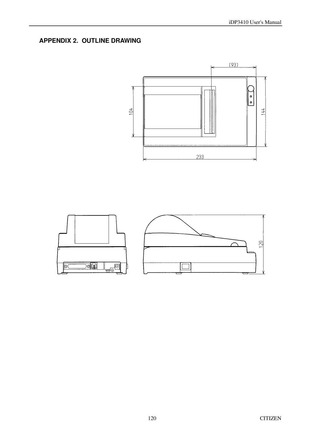 Citizen Systems pmn manual Appendix 2. Outline Drawing 