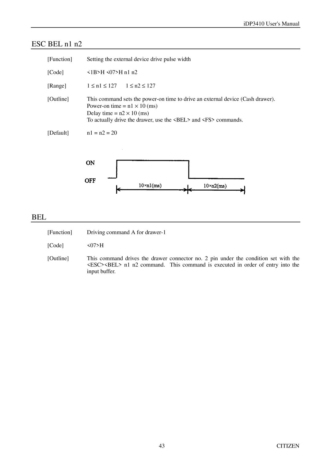 Citizen Systems pmn manual ESC BEL n1 n2, Bel 