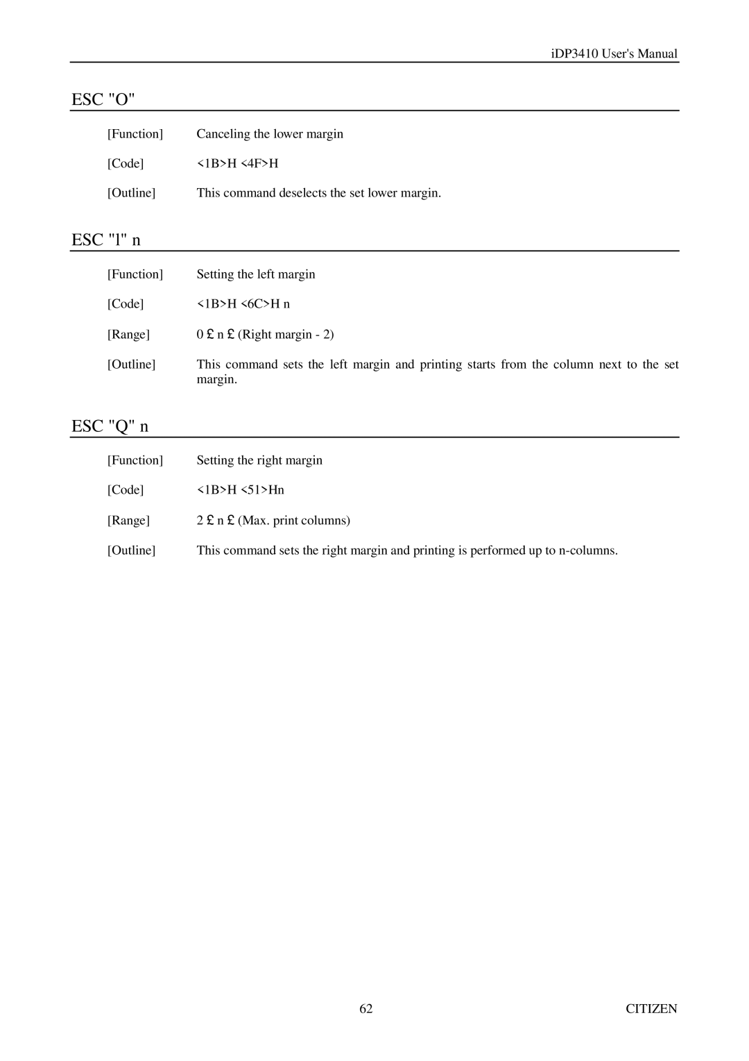 Citizen Systems pmn manual ESC l n, ESC Q n 