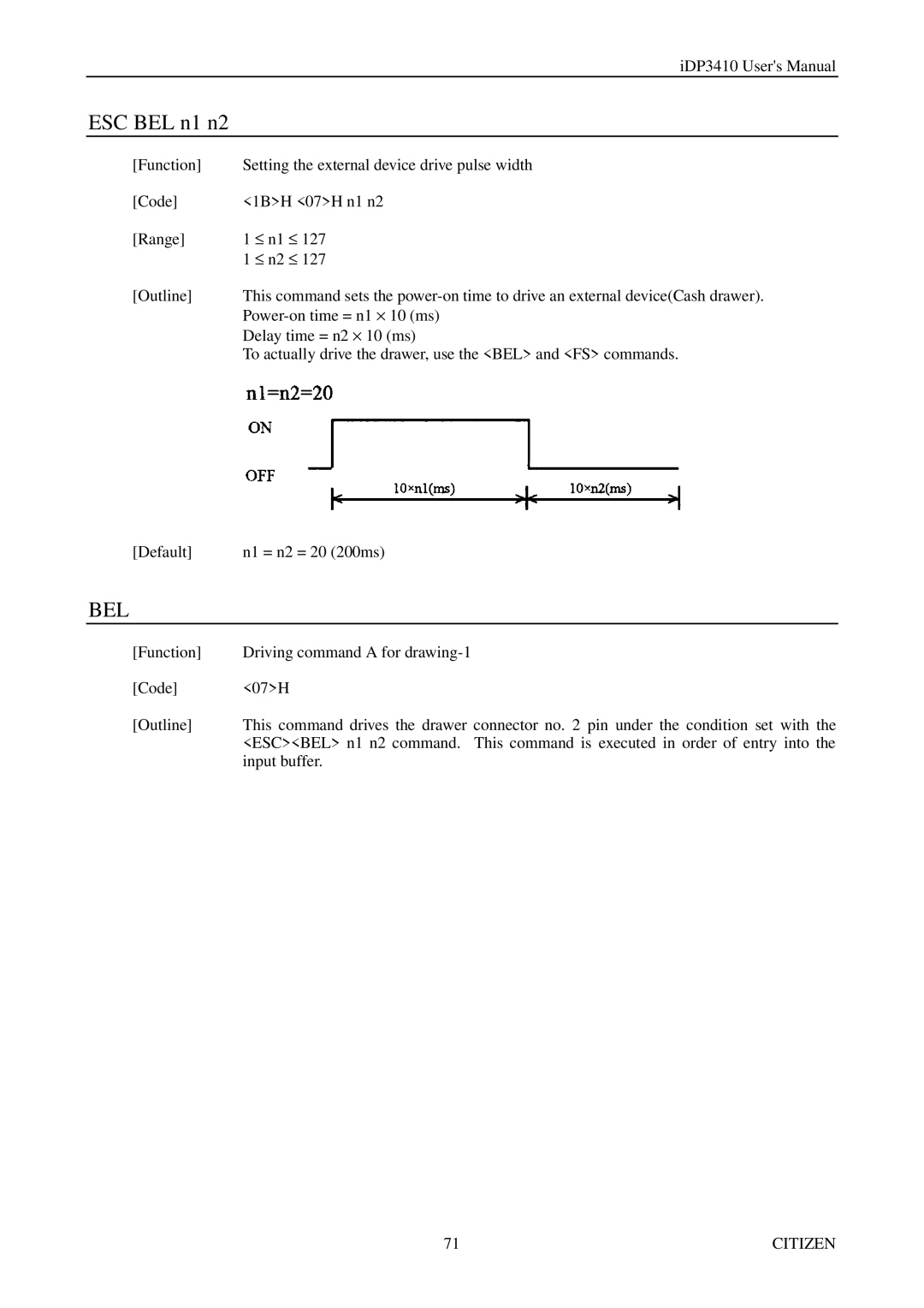 Citizen Systems pmn manual N1 = n2 = 20 200ms 