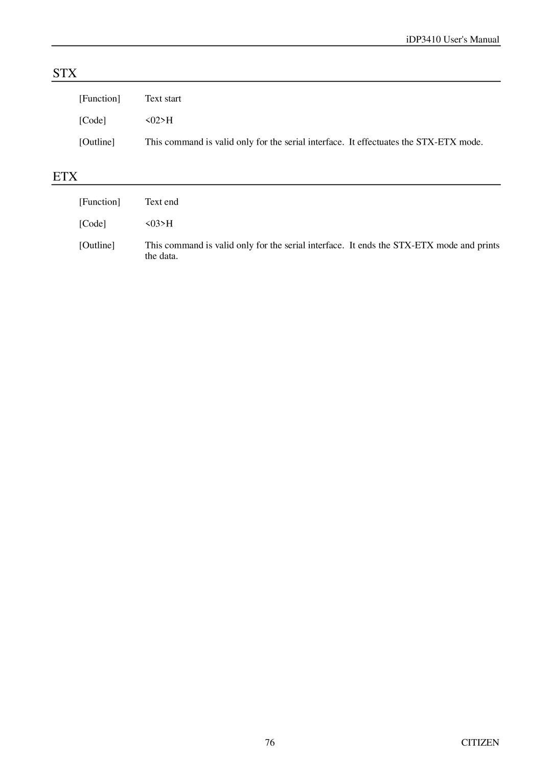 Citizen Systems pmn manual Stx 