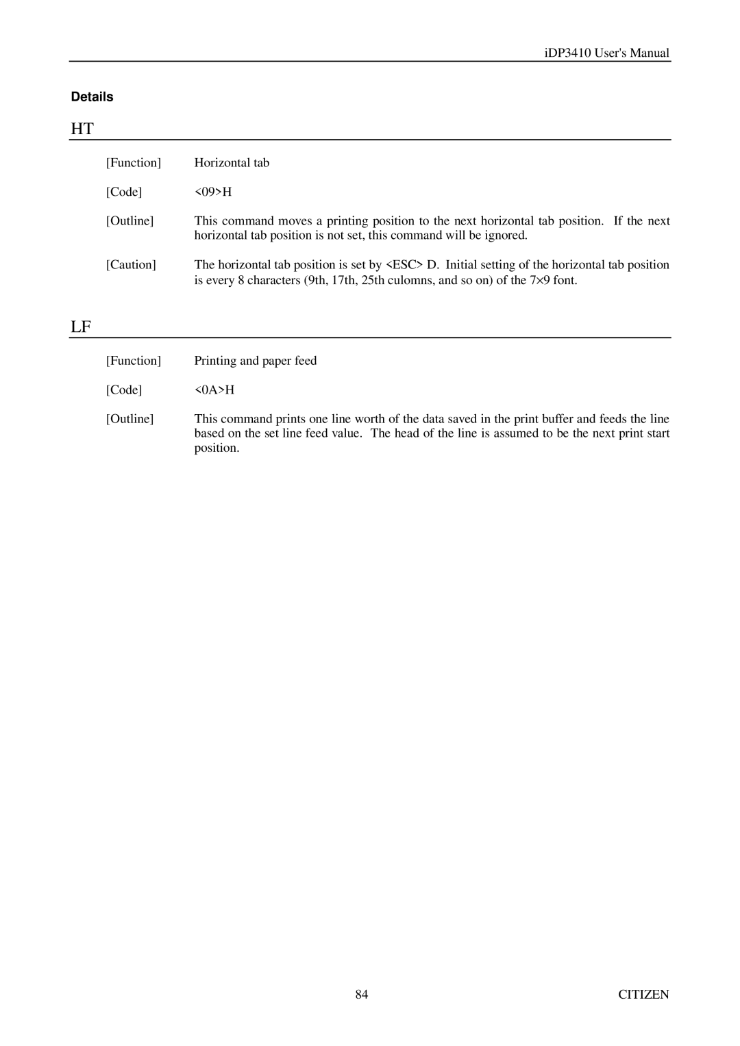 Citizen Systems pmn manual Position 