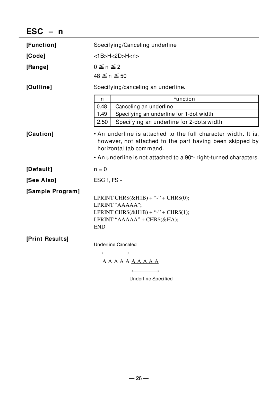 Citizen Systems PPU-231II manual ESC n, Range Outline 