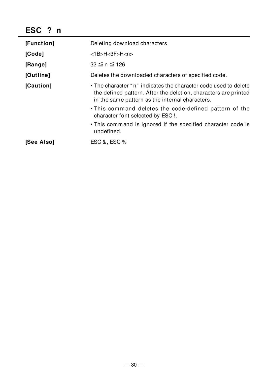 Citizen Systems PPU-231II manual ESC ? n 