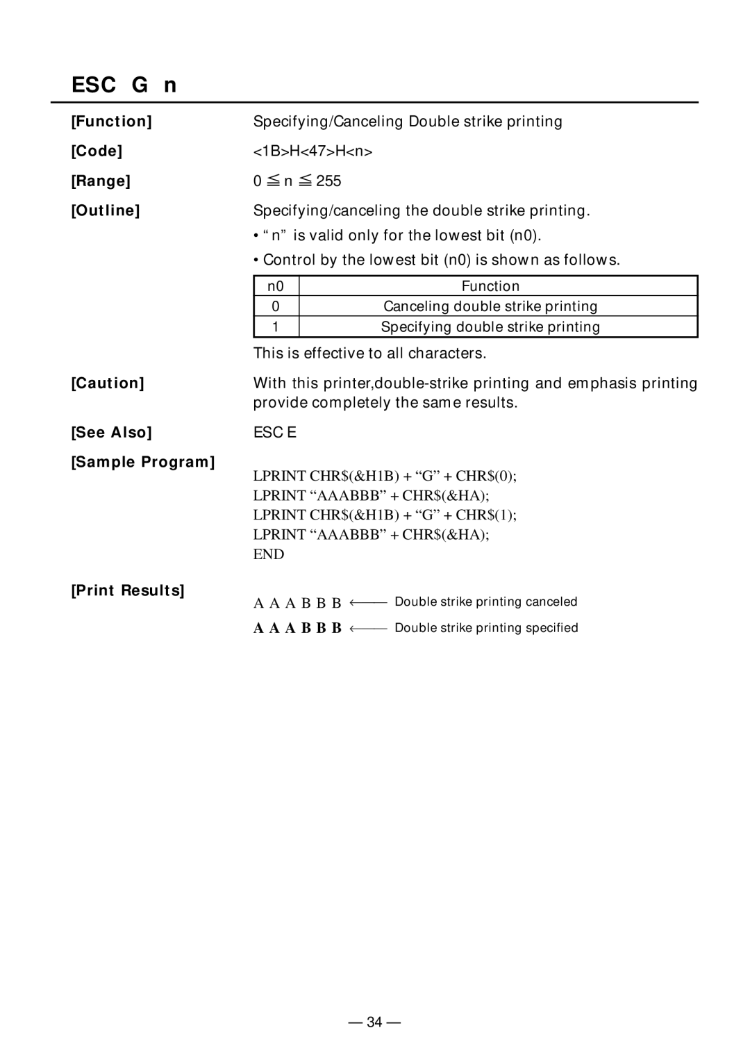 Citizen Systems PPU-231II manual ESC G n 