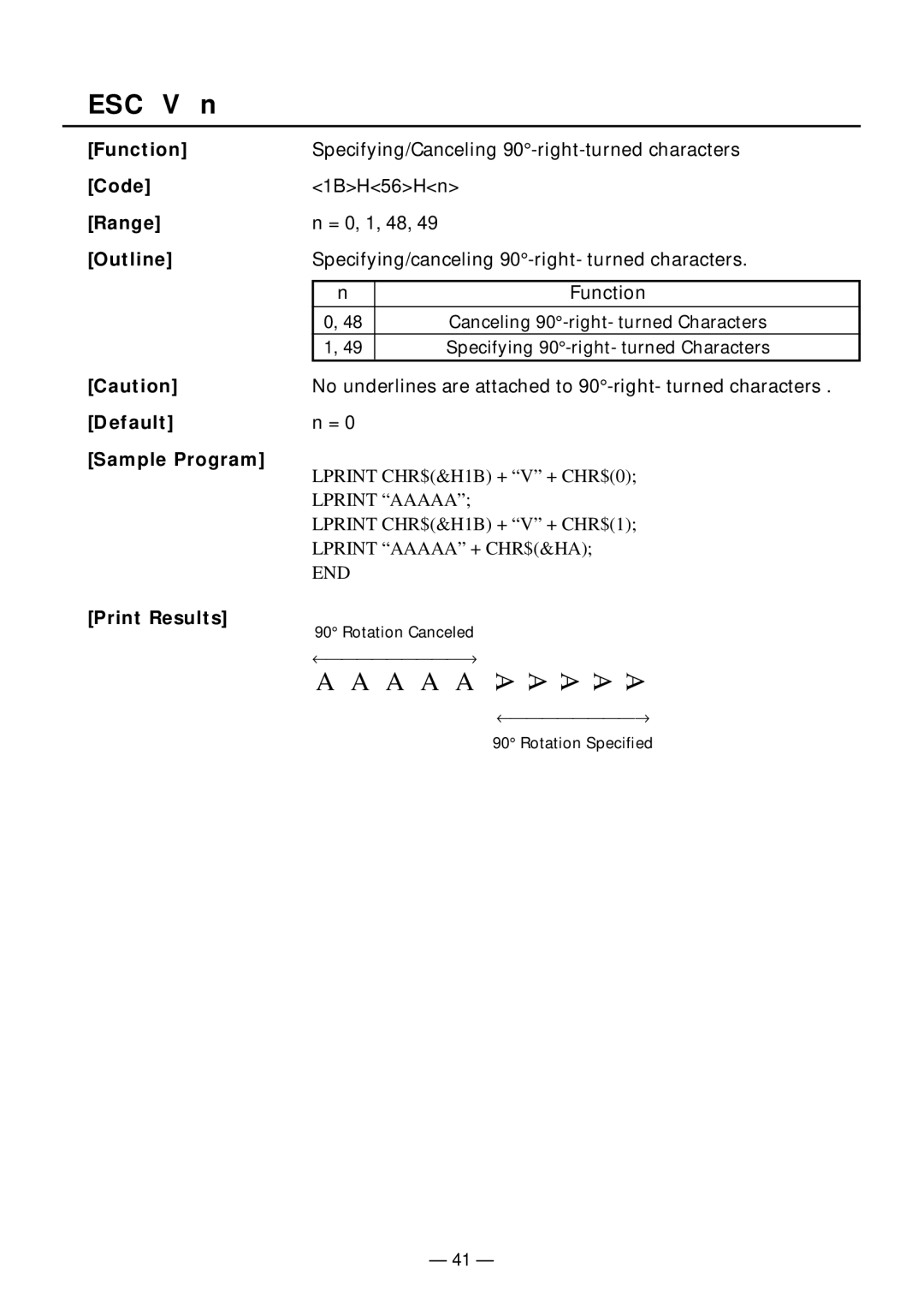 Citizen Systems PPU-231II manual ESC V n, Default Sample Program 