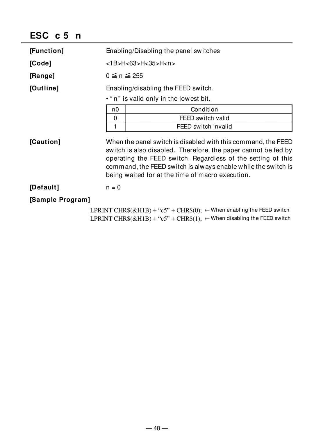 Citizen Systems PPU-231II manual ESC c 5 n, Range Outline 