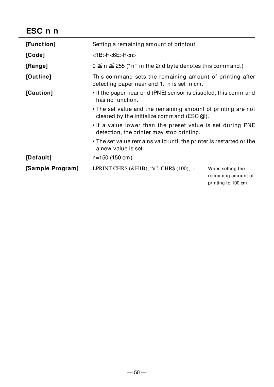 Citizen Systems PPU-231II manual ESC n n 