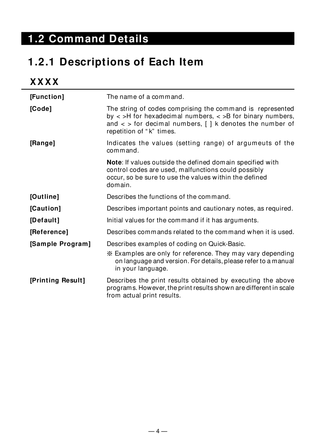 Citizen Systems PPU-231II manual Range, Outline, Default, Reference, Sample Program, Printing Result 