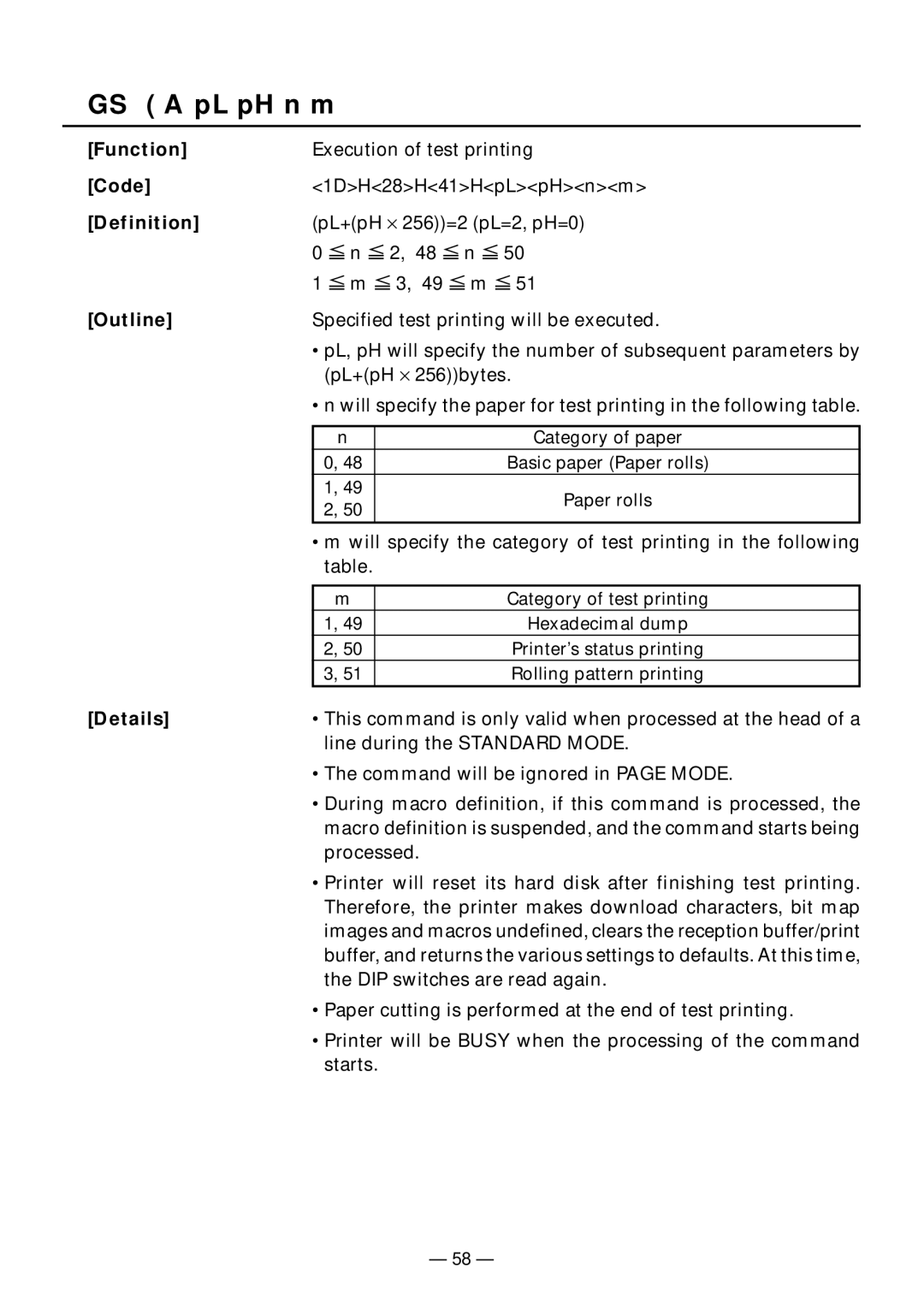 Citizen Systems PPU-231II manual GS a pL pH n m, Definition 