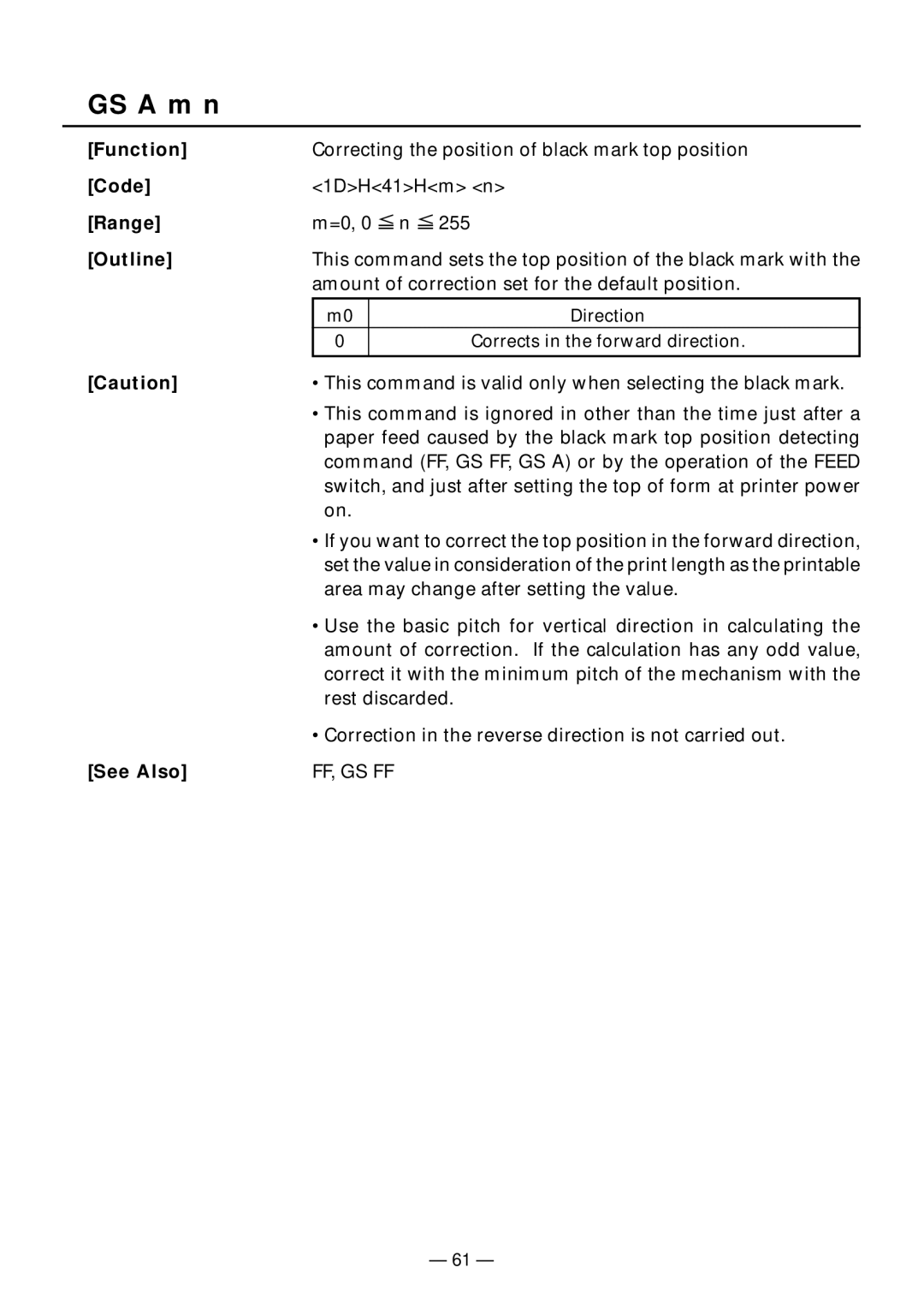 Citizen Systems PPU-231II manual GS a m n, Range 