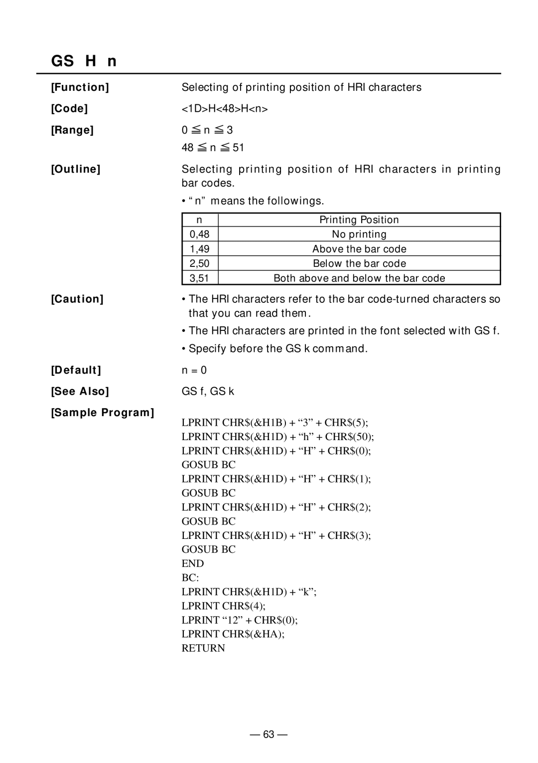 Citizen Systems PPU-231II manual GS H n, Range Outline 