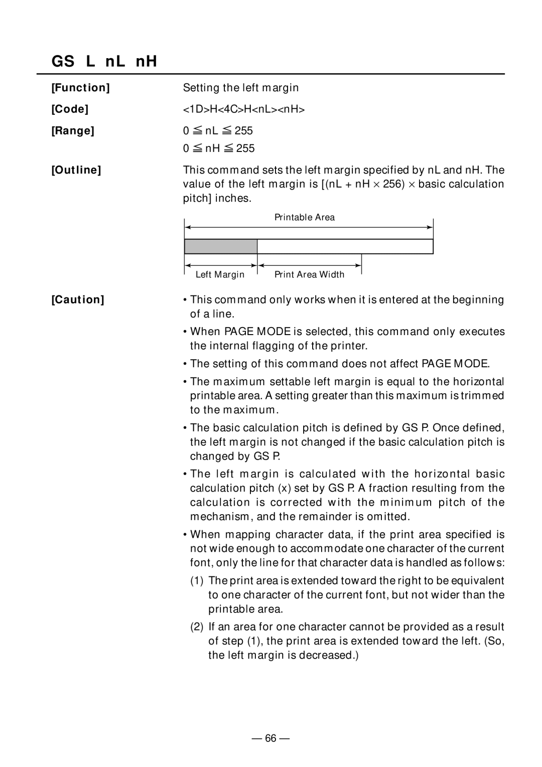 Citizen Systems PPU-231II manual GS L nL nH 