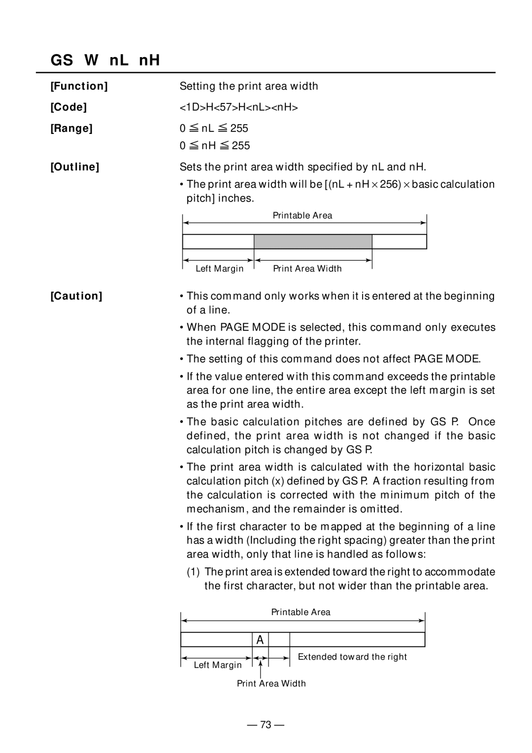 Citizen Systems PPU-231II manual GS W nL nH 