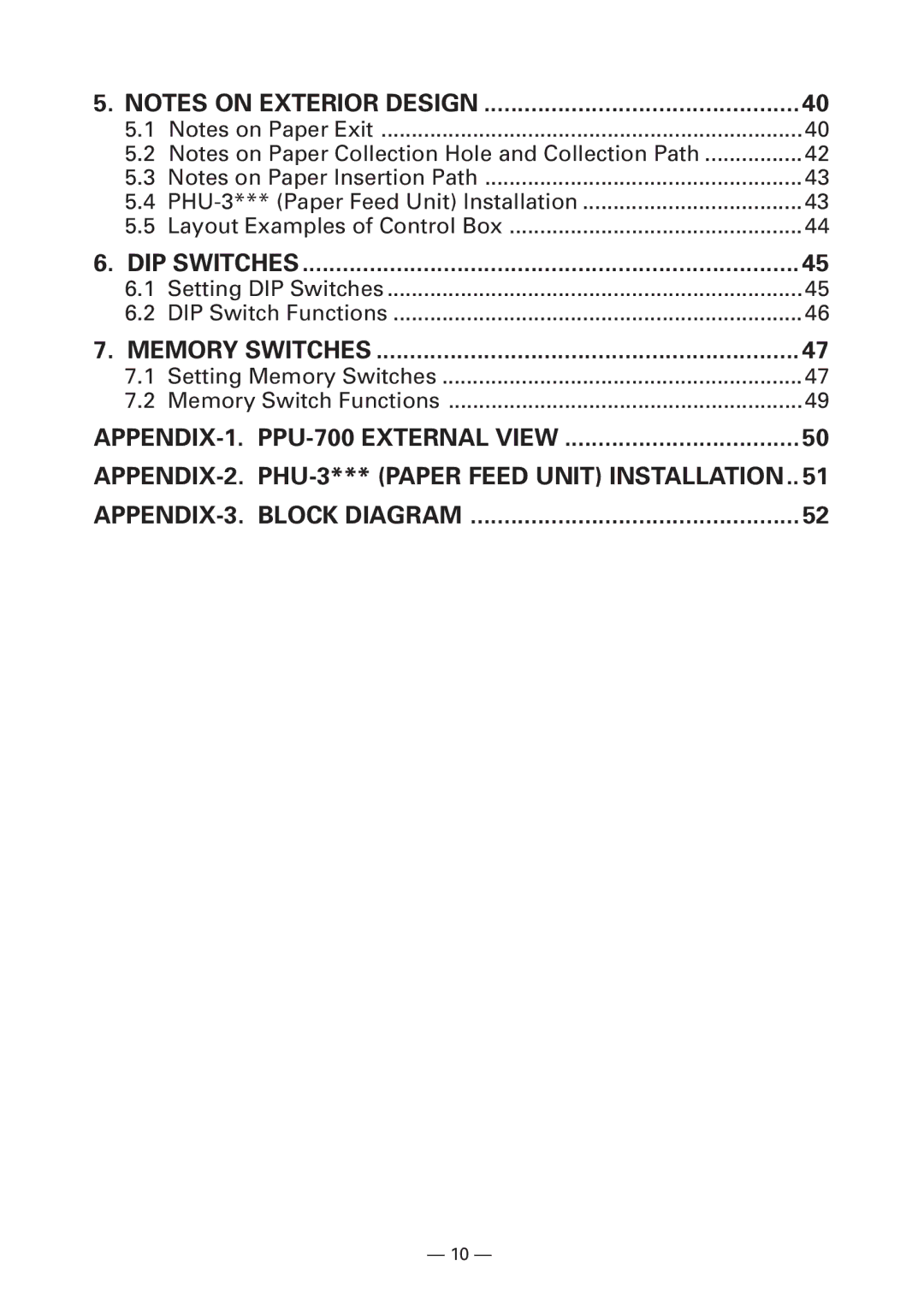 Citizen Systems PPU-700 user manual DIP Switches 