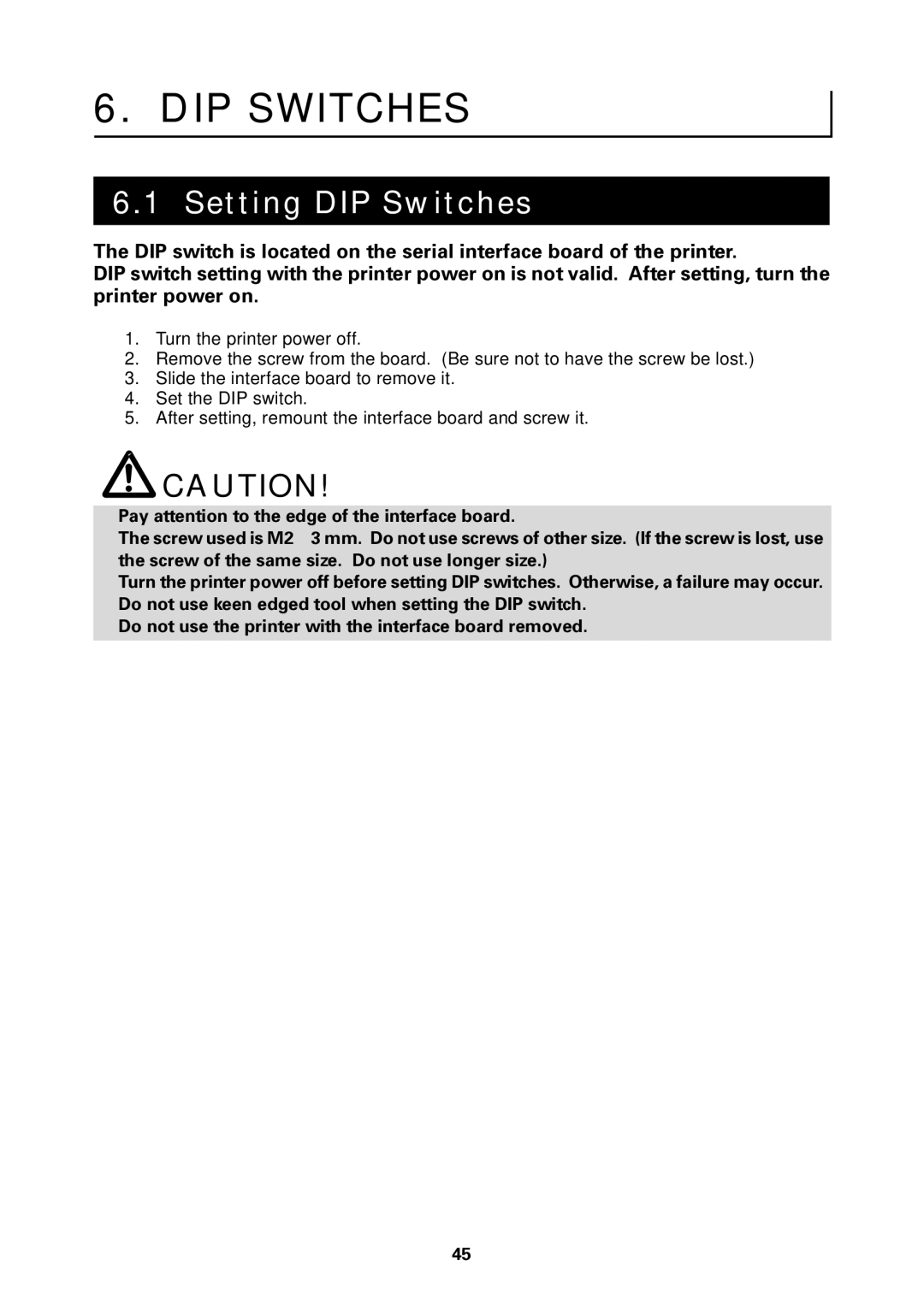 Citizen Systems PPU-700 user manual Setting DIP Switches 