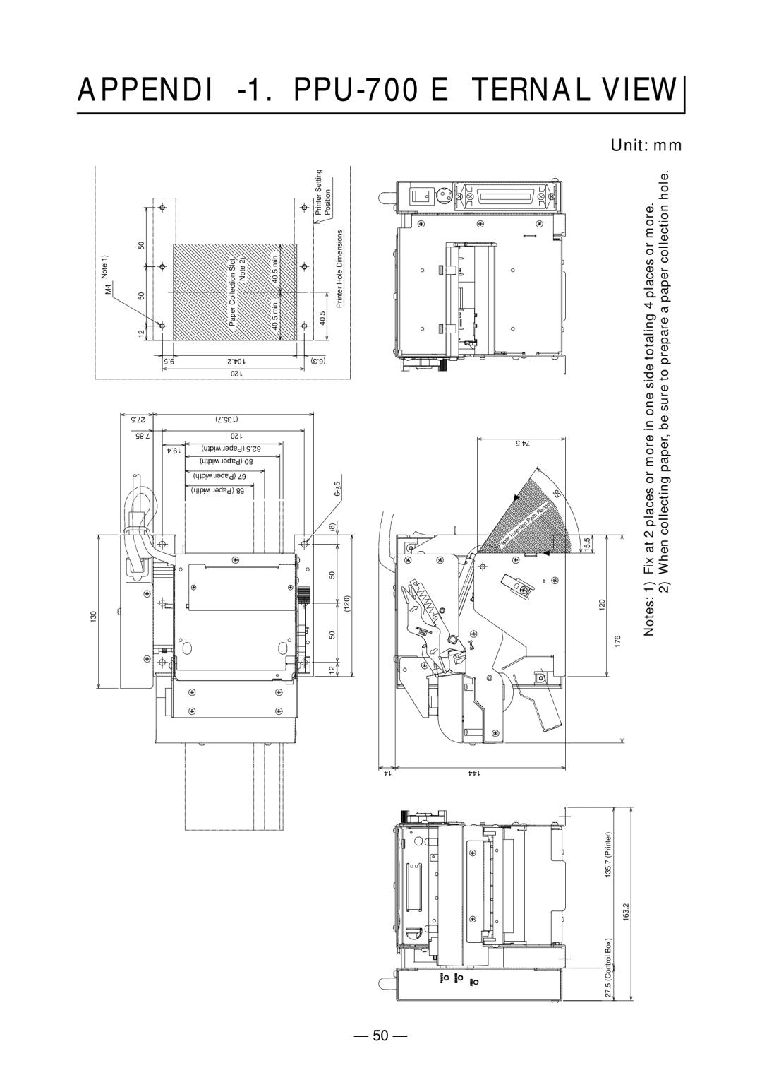 Citizen Systems user manual APPENDIX-1. PPU-700 External View, Unit mm 