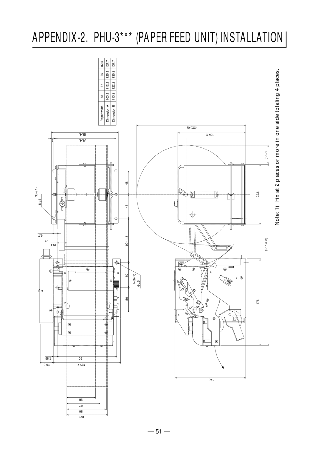 Citizen Systems PPU-700 user manual APPENDIX-2. PHU-3*** Paper Feed Unit Installation 