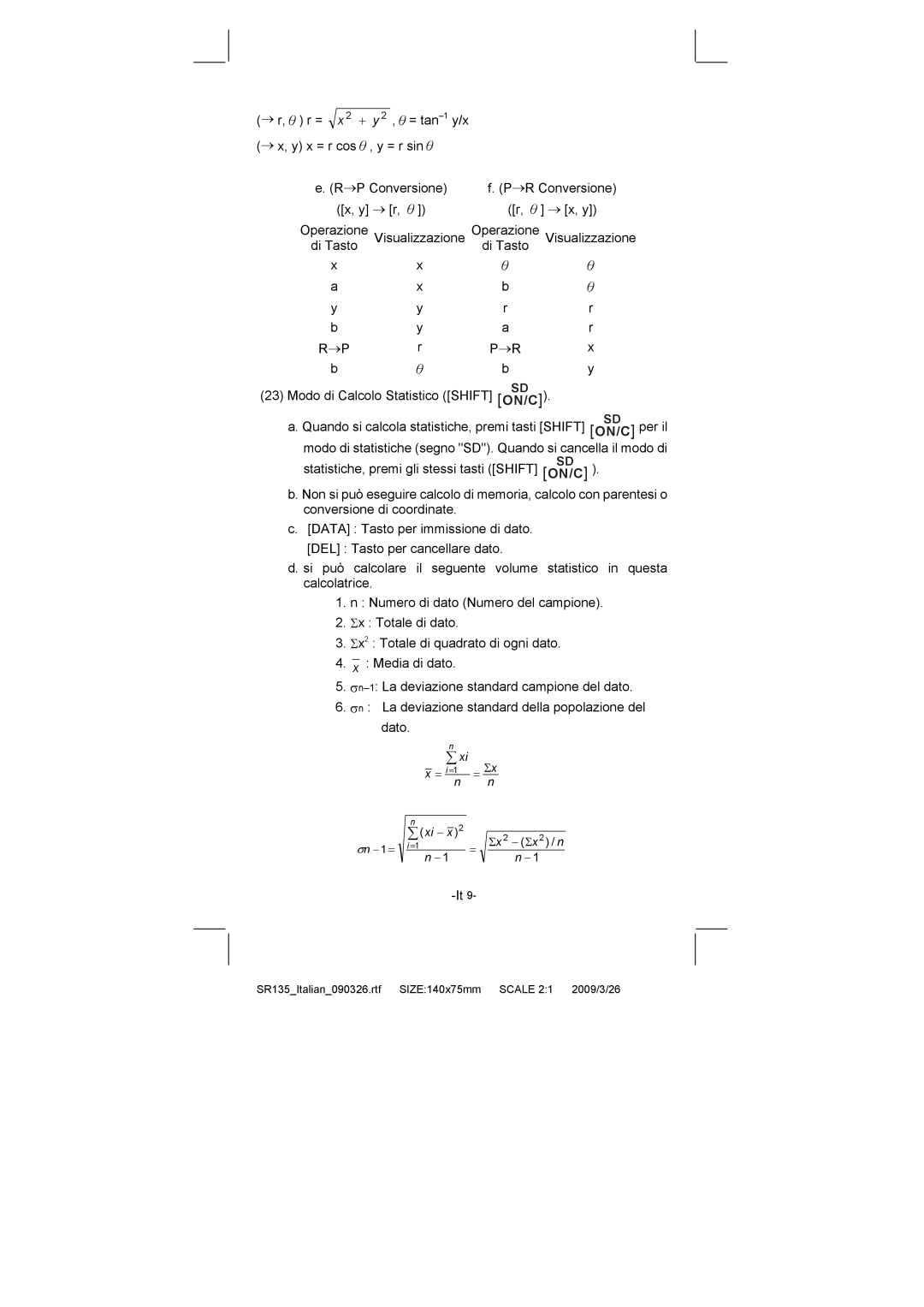 Citizen Systems SR-135N manual ∑ xi − x 