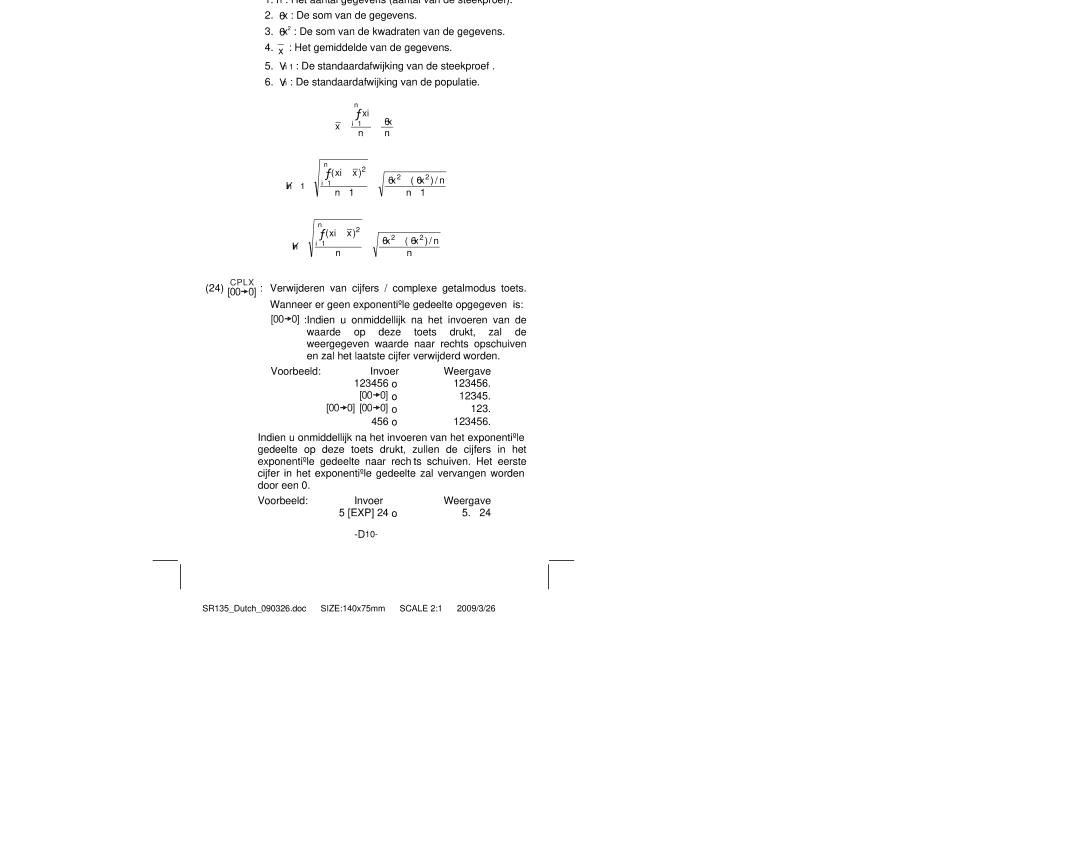 Citizen Systems SR-135N manual ∑ xi − x 