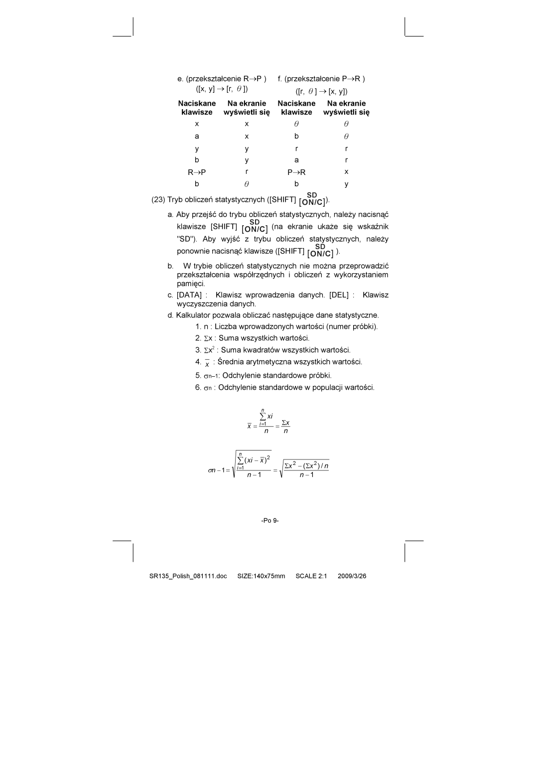 Citizen Systems SR-135N manual Naciskane Na ekranie, Wyświetli się 