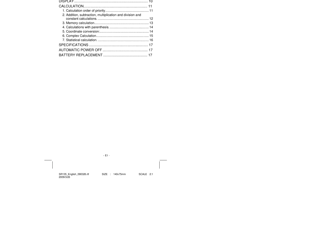 Citizen Systems SR-135N manual Contents 