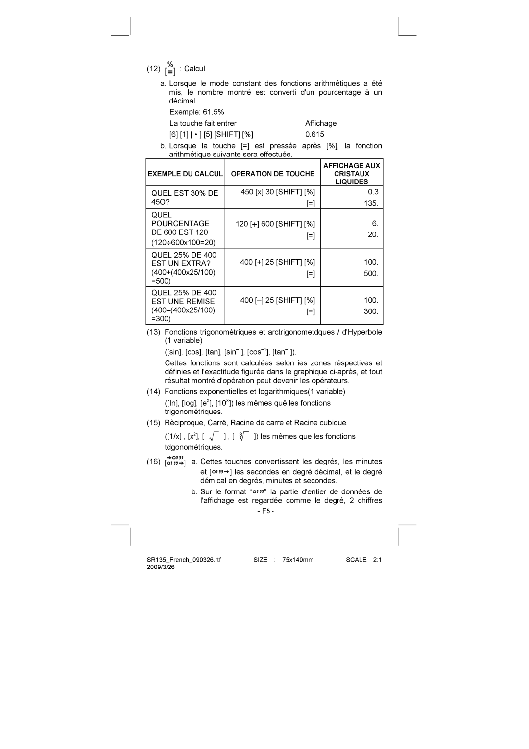 Citizen Systems SR-135N manual Quel EST 30% DE, Pourcentage, Est Un Extra?, EST UNE Remise 