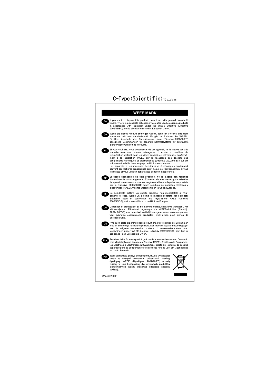 Citizen Systems SR-260N manual TypeScientific135x75mm 