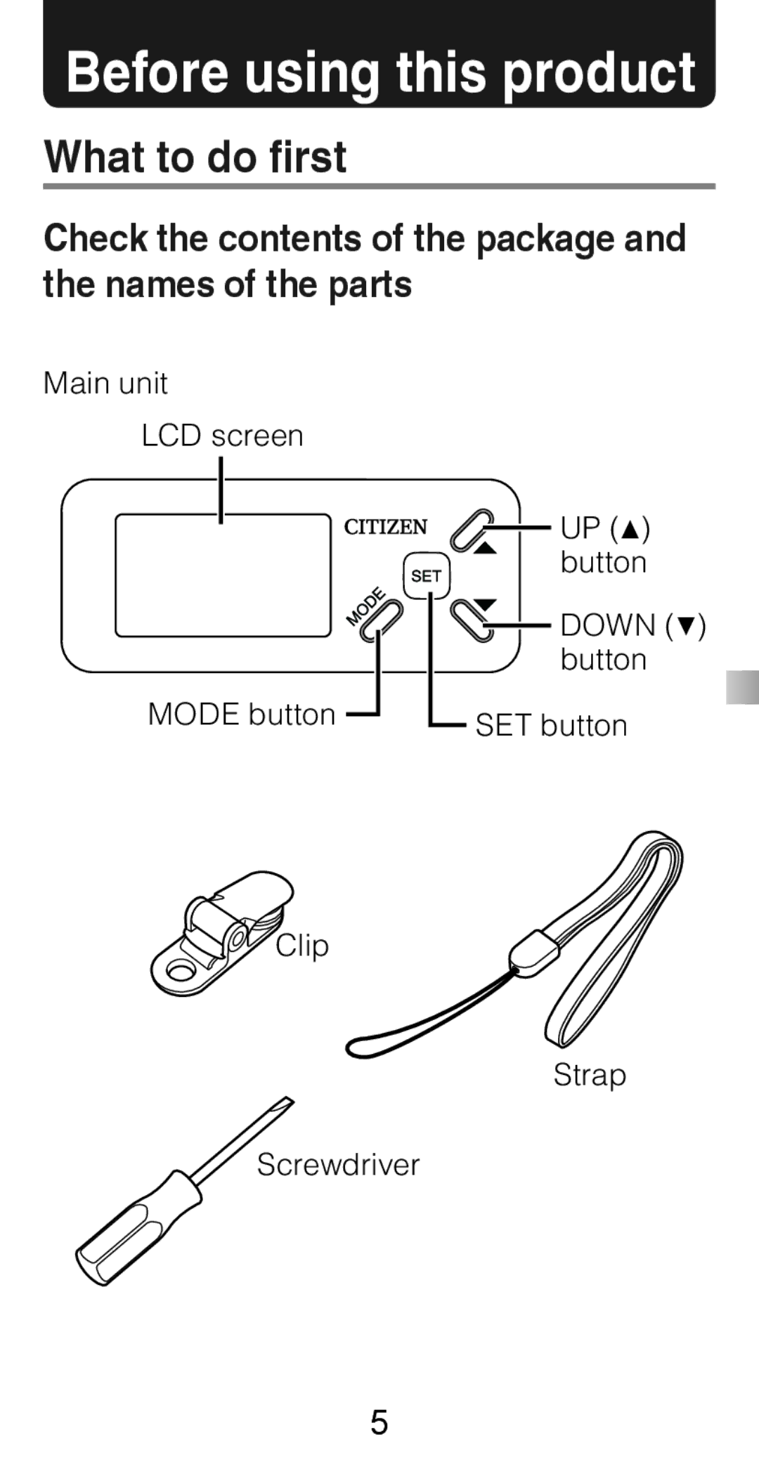 Citizen Systems TW610 instruction manual Before using this product, What to do ﬁrst 