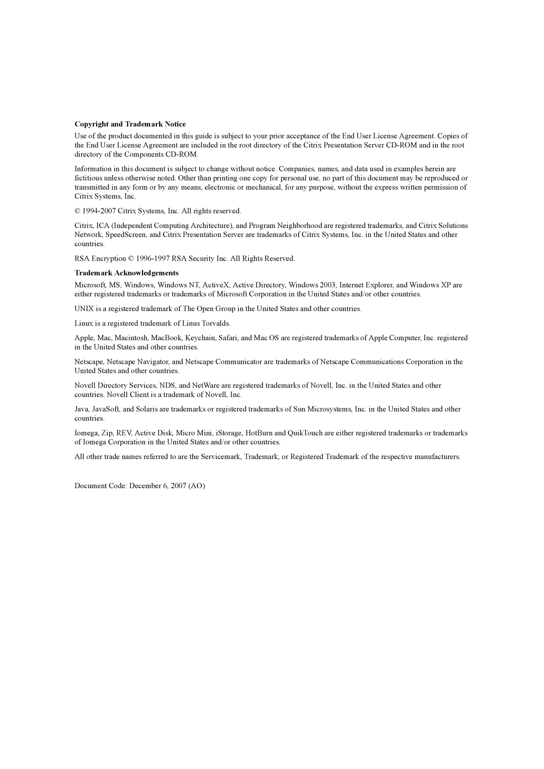 Citrix Systems 10 manual Copyright and Trademark Notice 