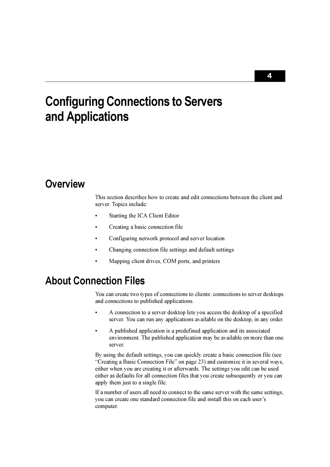 Citrix Systems 10 manual Configuring Connections to Servers and Applications, About Connection Files 