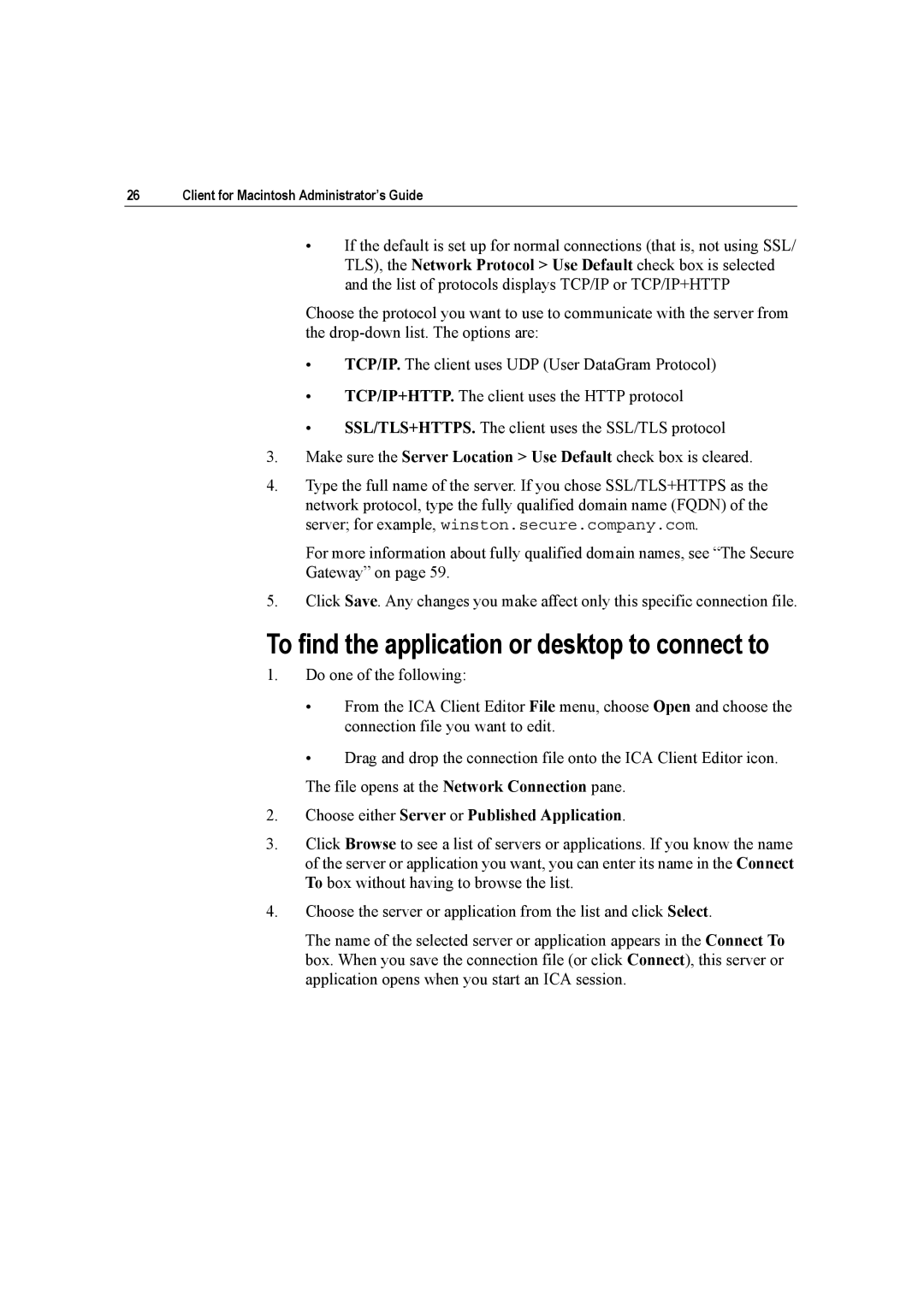 Citrix Systems 10 manual To find the application or desktop to connect to, Choose either Server or Published Application 