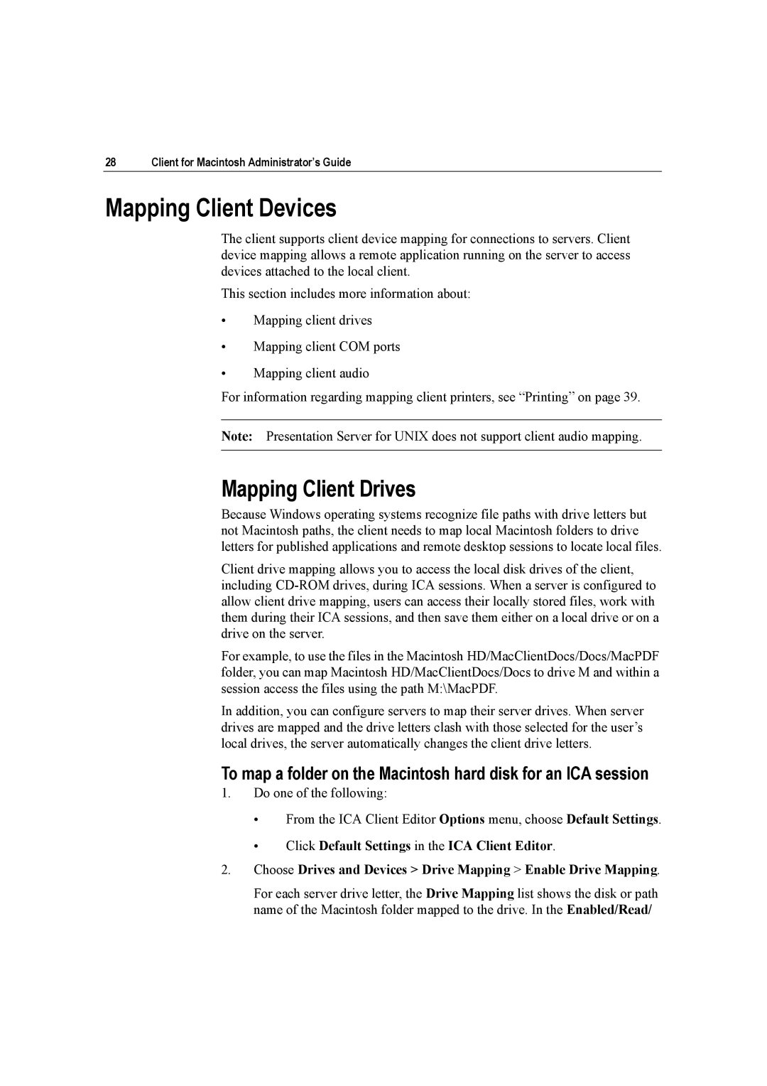 Citrix Systems 10 manual Mapping Client Devices, Mapping Client Drives 