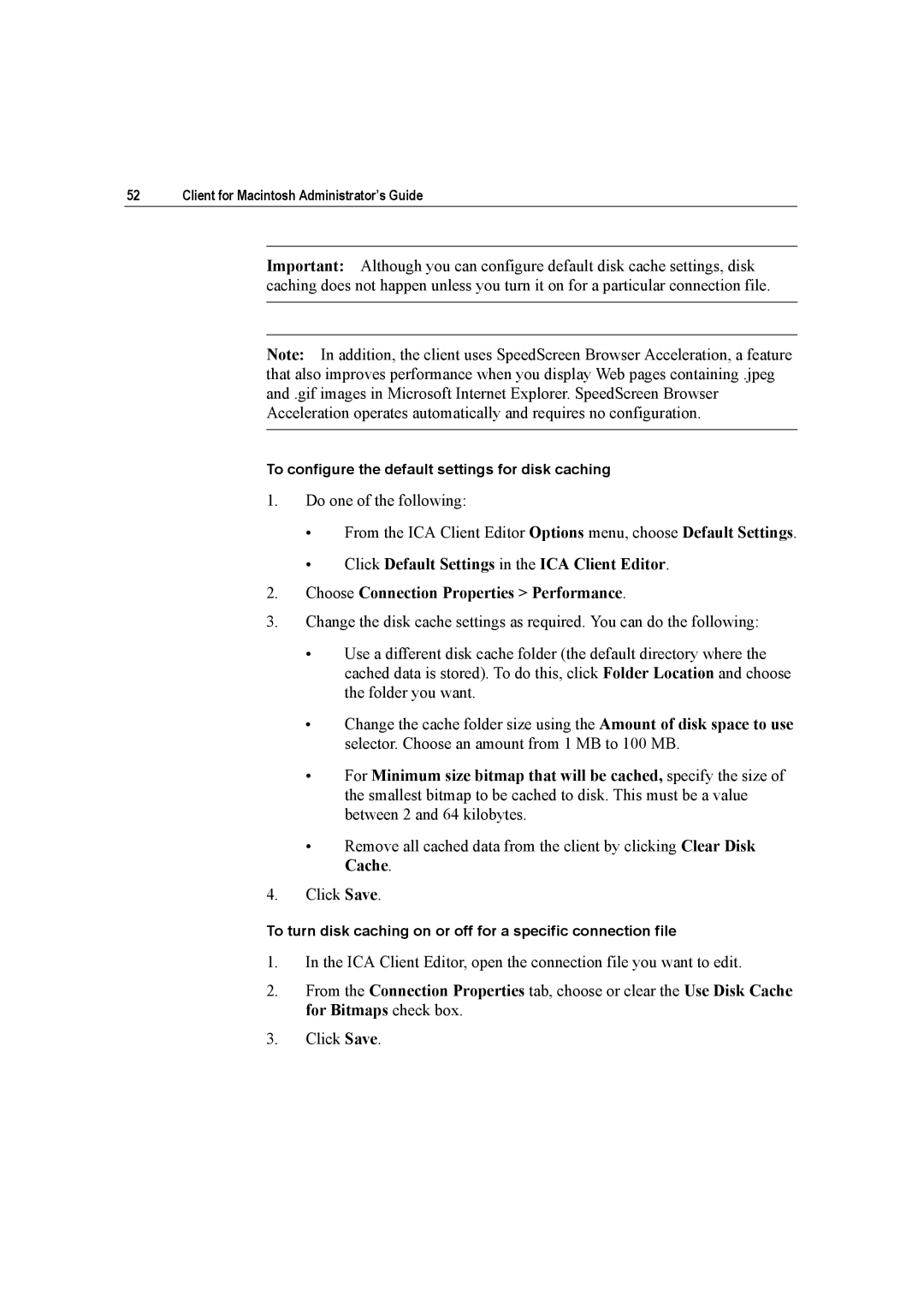 Citrix Systems 10 manual To configure the default settings for disk caching 