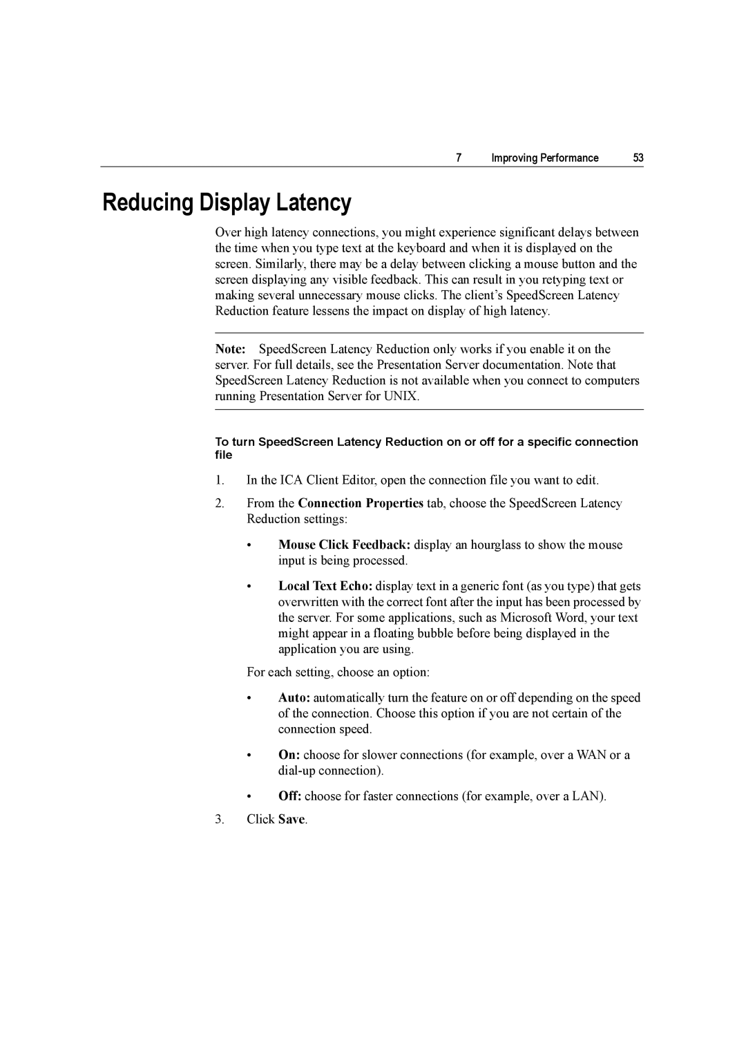 Citrix Systems 10 manual Reducing Display Latency 