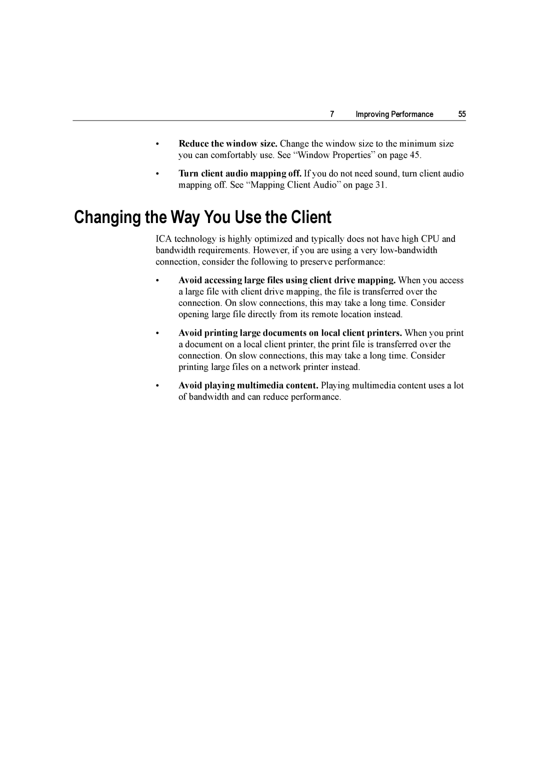 Citrix Systems 10 manual Changing the Way You Use the Client 