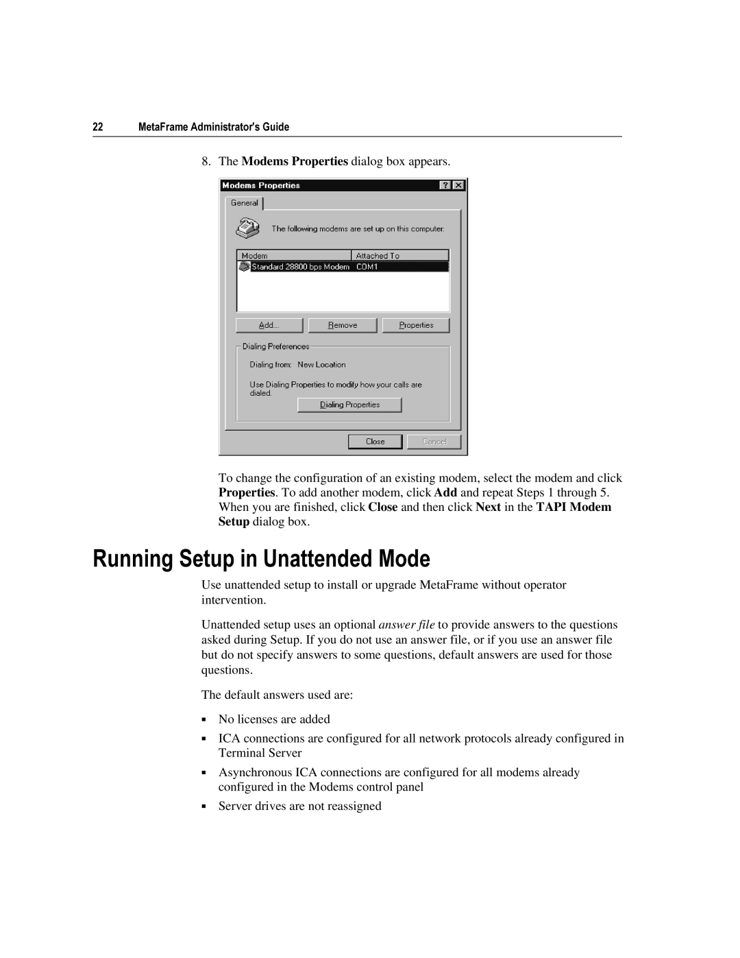 Citrix Systems 1.8 manual 5XQQLQJ6HWXSLQ8QDWWHQGHG0RGH 