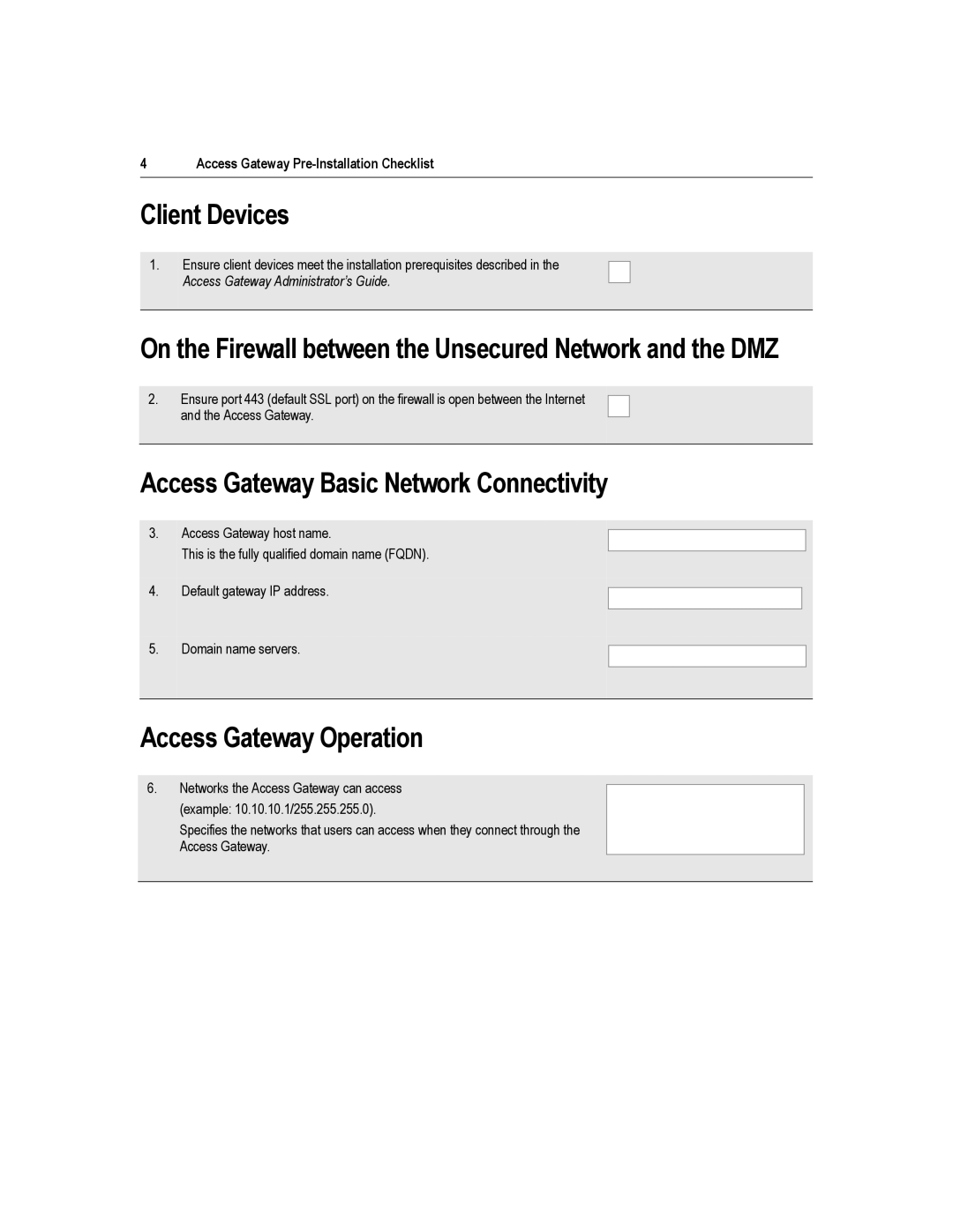 Citrix Systems 4.2 Client Devices, On the Firewall between the Unsecured Network and the DMZ, Access Gateway Operation 