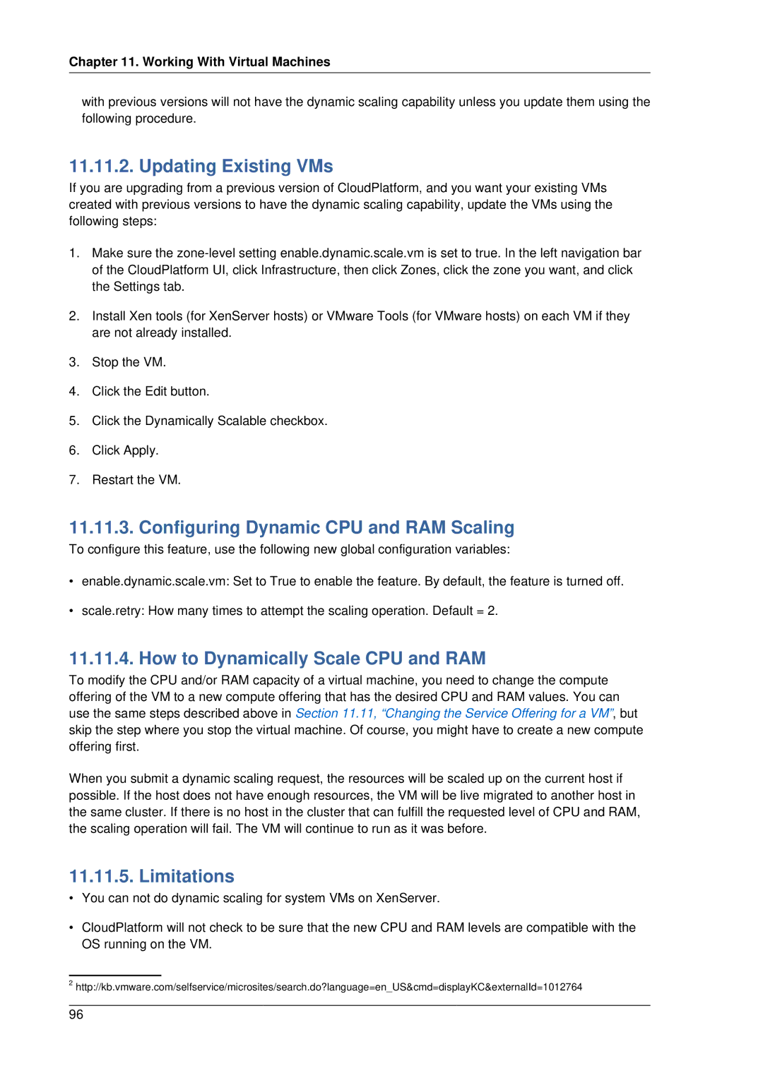 Citrix Systems 4.2 Updating Existing VMs, Configuring Dynamic CPU and RAM Scaling, How to Dynamically Scale CPU and RAM 